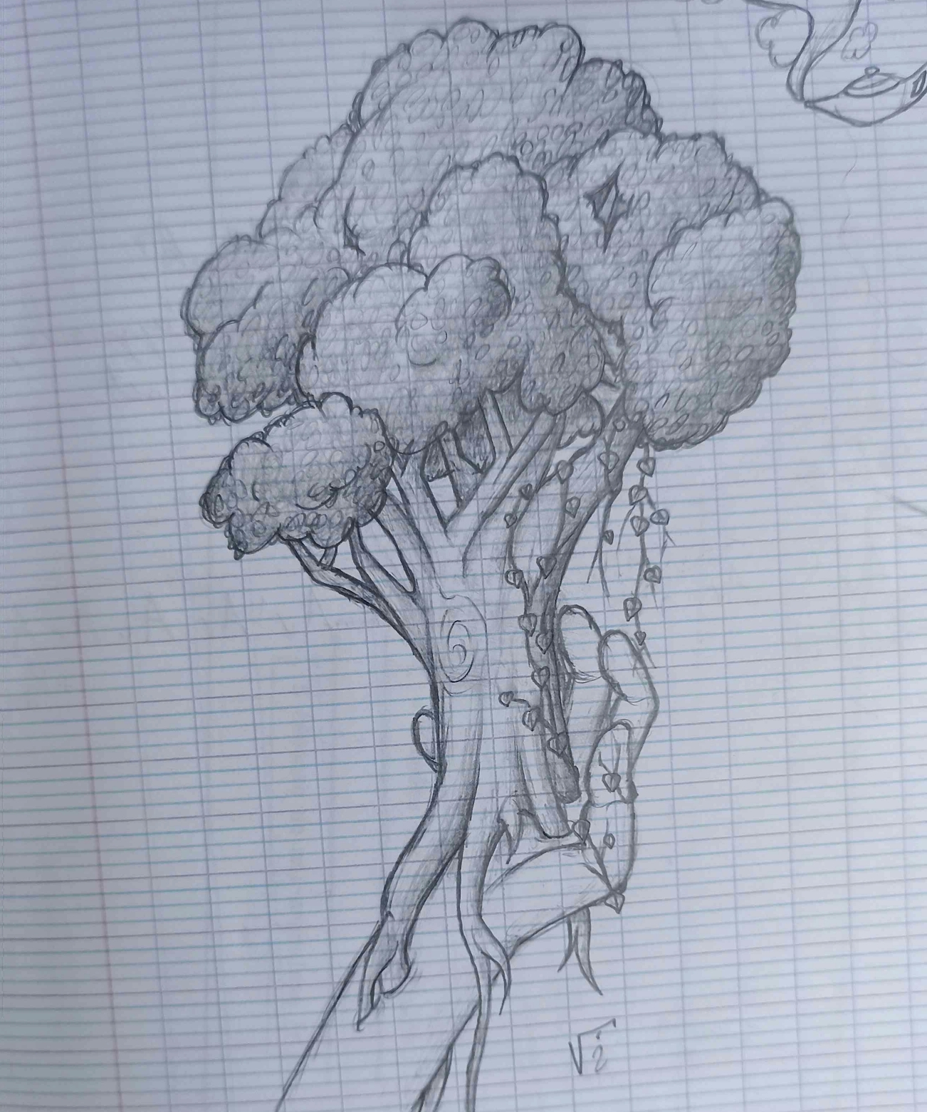 Drawing of hand with a tree coming out of it
